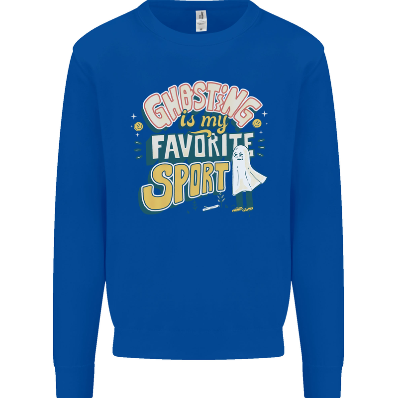 Ghosting Sport Funny Anti Valentines Day Kids Sweatshirt Jumper Royal Blue