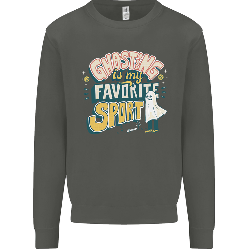 Ghosting Sport Funny Anti Valentines Day Kids Sweatshirt Jumper Storm Grey