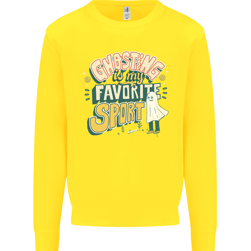 Ghosting Sport Funny Anti Valentines Day Kids Sweatshirt Jumper Yellow