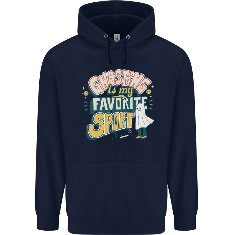 Ghosting Sport Funny Anti Valentines Day Mens 80% Cotton Hoodie Navy Blue