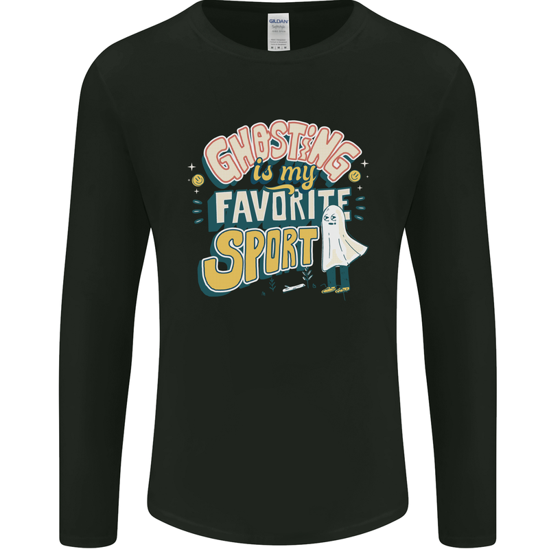 Ghosting Sport Funny Anti Valentines Day Mens Long Sleeve T-Shirt Black