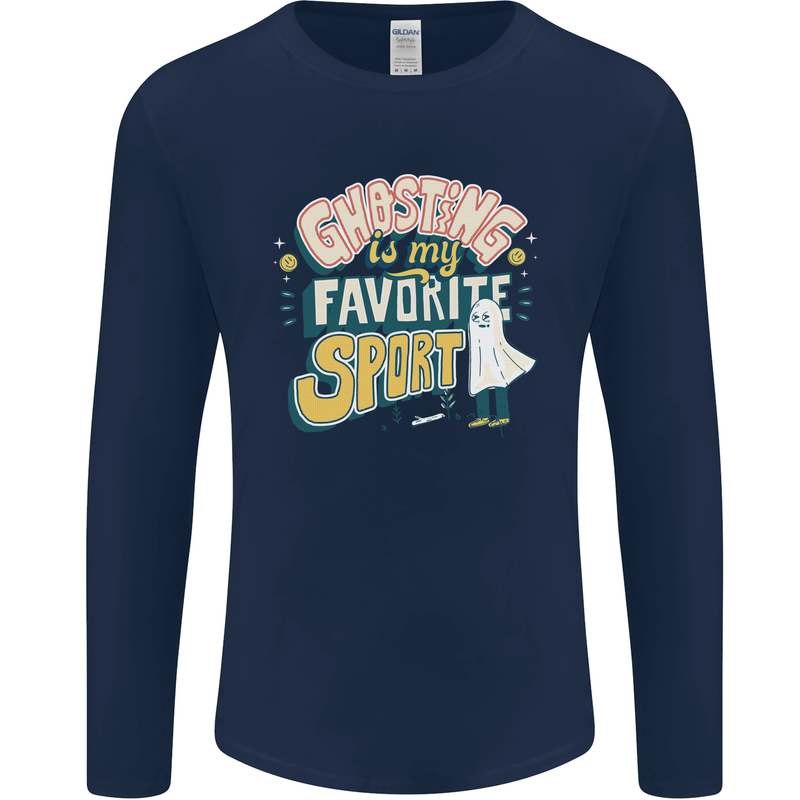 Ghosting Sport Funny Anti Valentines Day Mens Long Sleeve T-Shirt Navy Blue