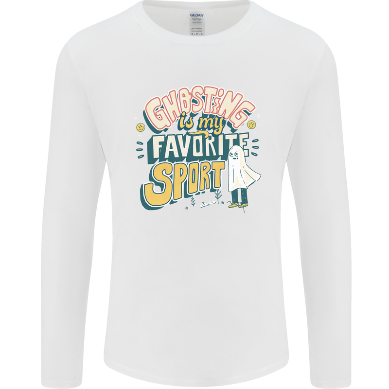 Ghosting Sport Funny Anti Valentines Day Mens Long Sleeve T-Shirt White