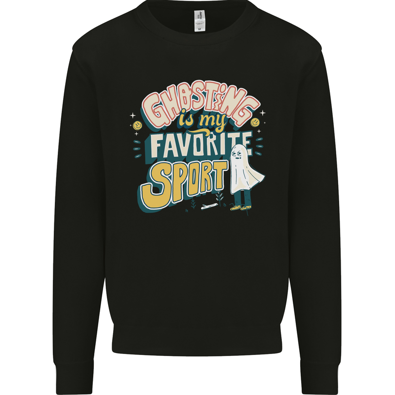 Ghosting Sport Funny Anti Valentines Day Mens Sweatshirt Jumper Black