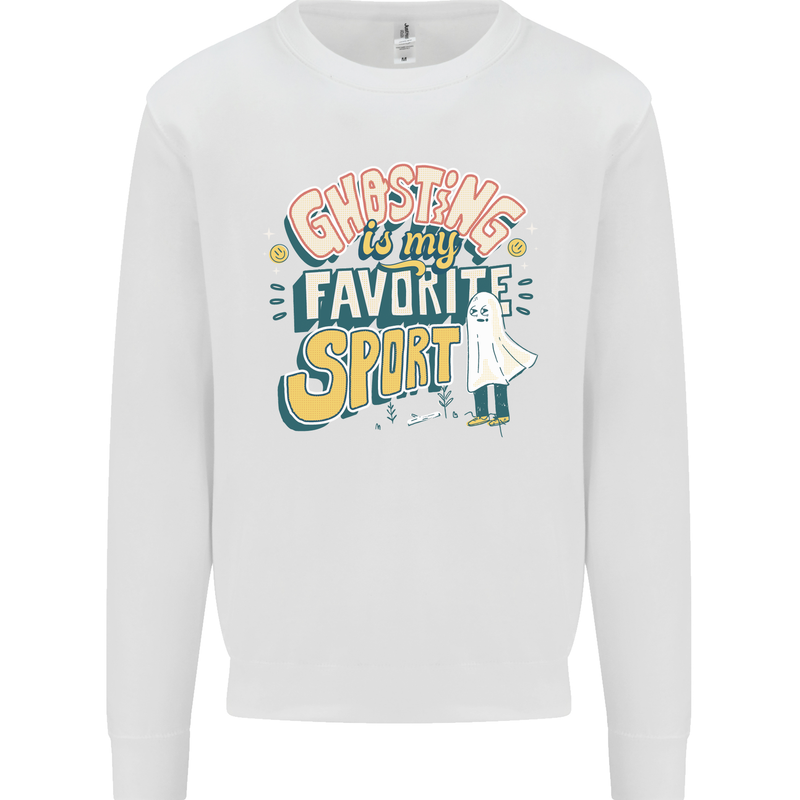 Ghosting Sport Funny Anti Valentines Day Mens Sweatshirt Jumper White