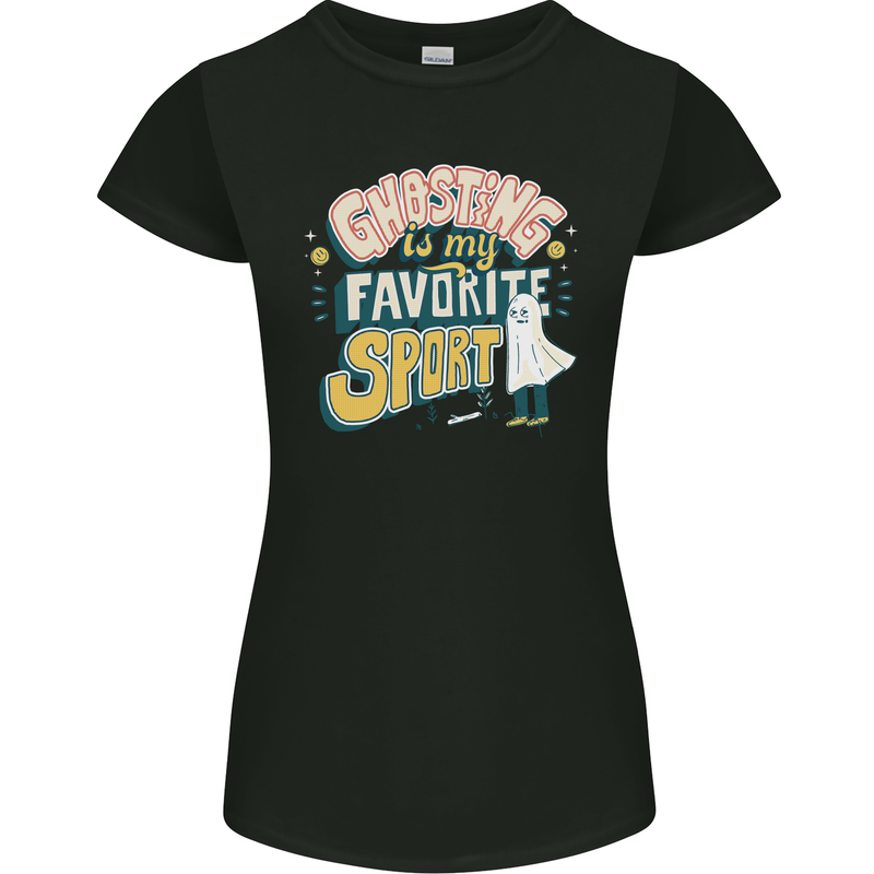 Ghosting Sport Funny Anti Valentines Day Womens Petite Cut T-Shirt Black