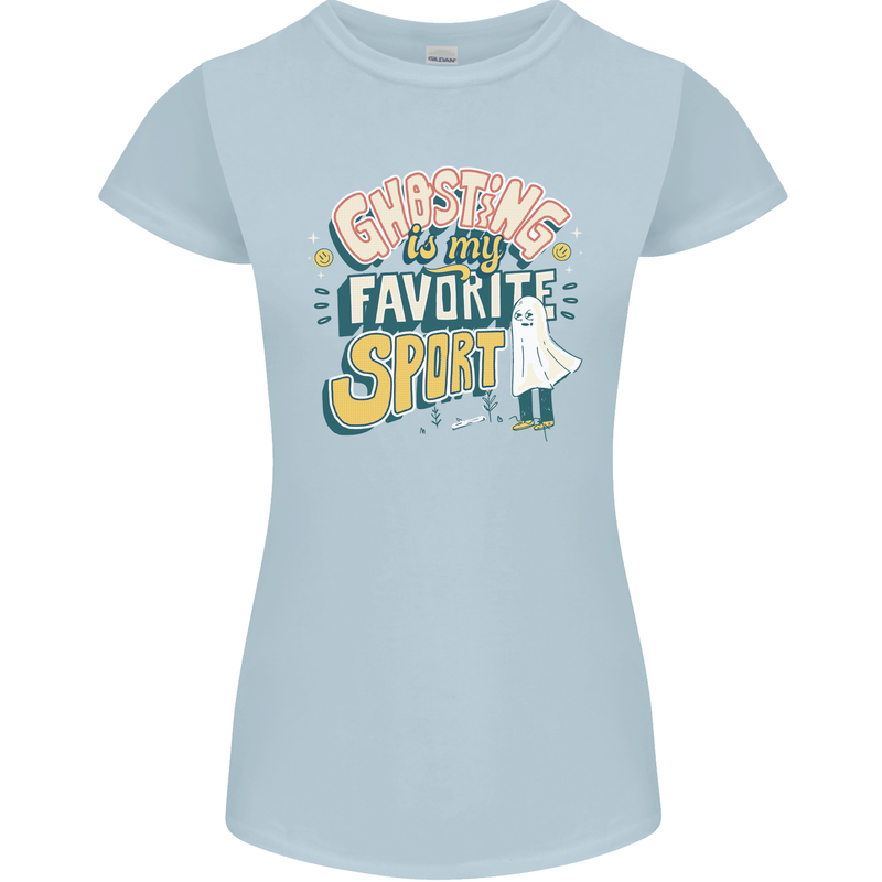 Ghosting Sport Funny Anti Valentines Day Womens Petite Cut T-Shirt Light Blue