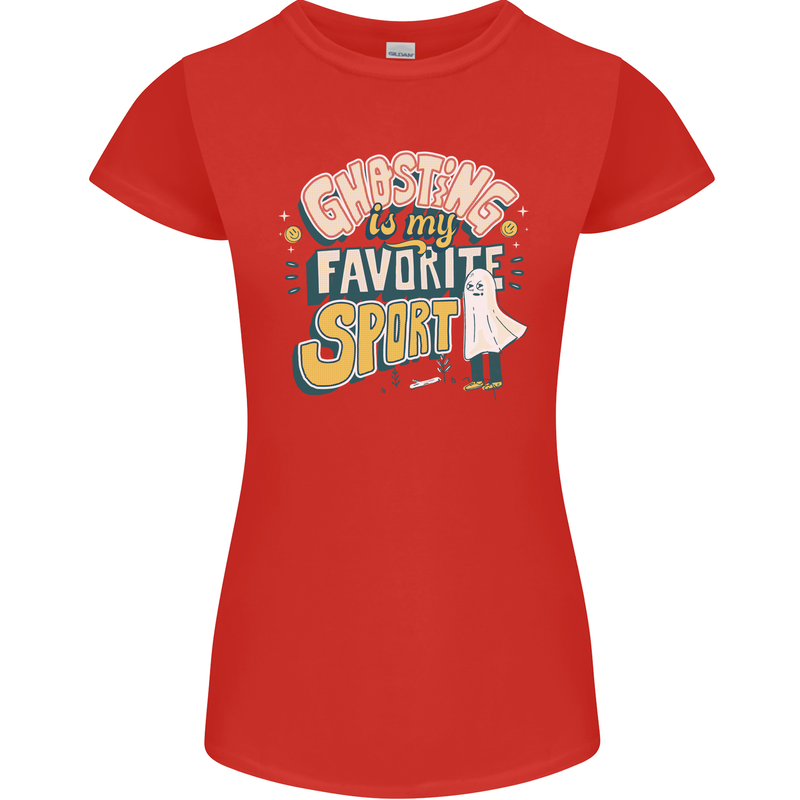 Ghosting Sport Funny Anti Valentines Day Womens Petite Cut T-Shirt Red