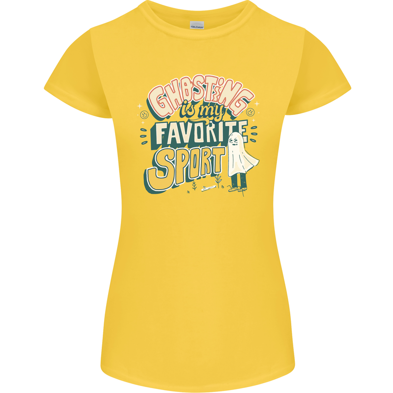 Ghosting Sport Funny Anti Valentines Day Womens Petite Cut T-Shirt Yellow