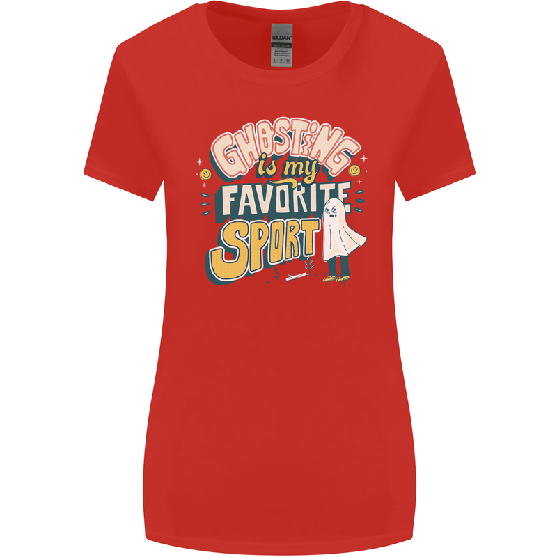 Ghosting Sport Funny Anti Valentines Day Womens Wider Cut T-Shirt Red