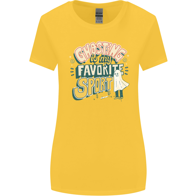 Ghosting Sport Funny Anti Valentines Day Womens Wider Cut T-Shirt Yellow
