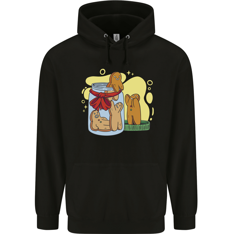 Gingerbread Man Escape Funny Food Mens 80% Cotton Hoodie Black