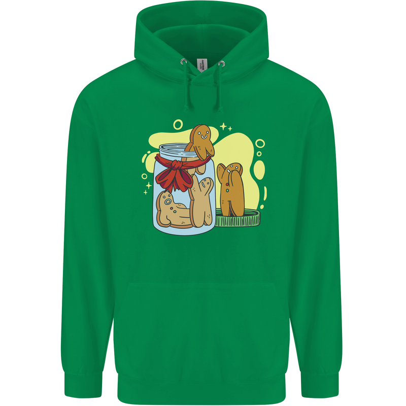 Gingerbread Man Escape Funny Food Mens 80% Cotton Hoodie Irish Green