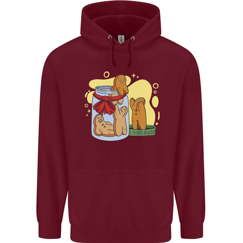 Gingerbread Man Escape Funny Food Mens 80% Cotton Hoodie Maroon