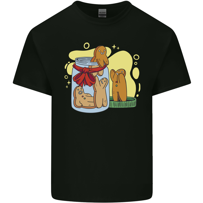 Gingerbread Man Escape Funny Food Mens Cotton T-Shirt Tee Top Black