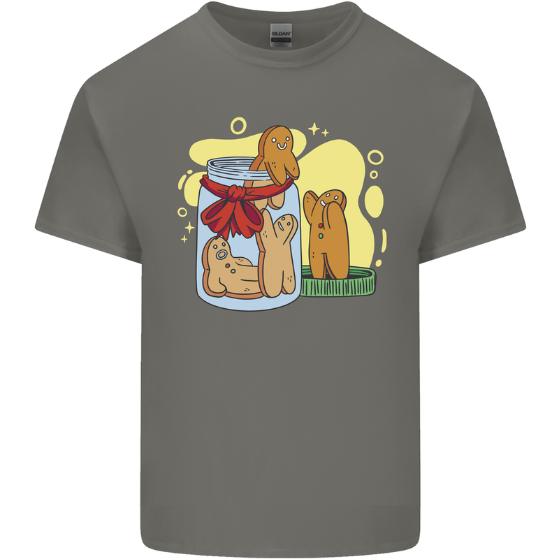 Gingerbread Man Escape Funny Food Mens Cotton T-Shirt Tee Top Charcoal