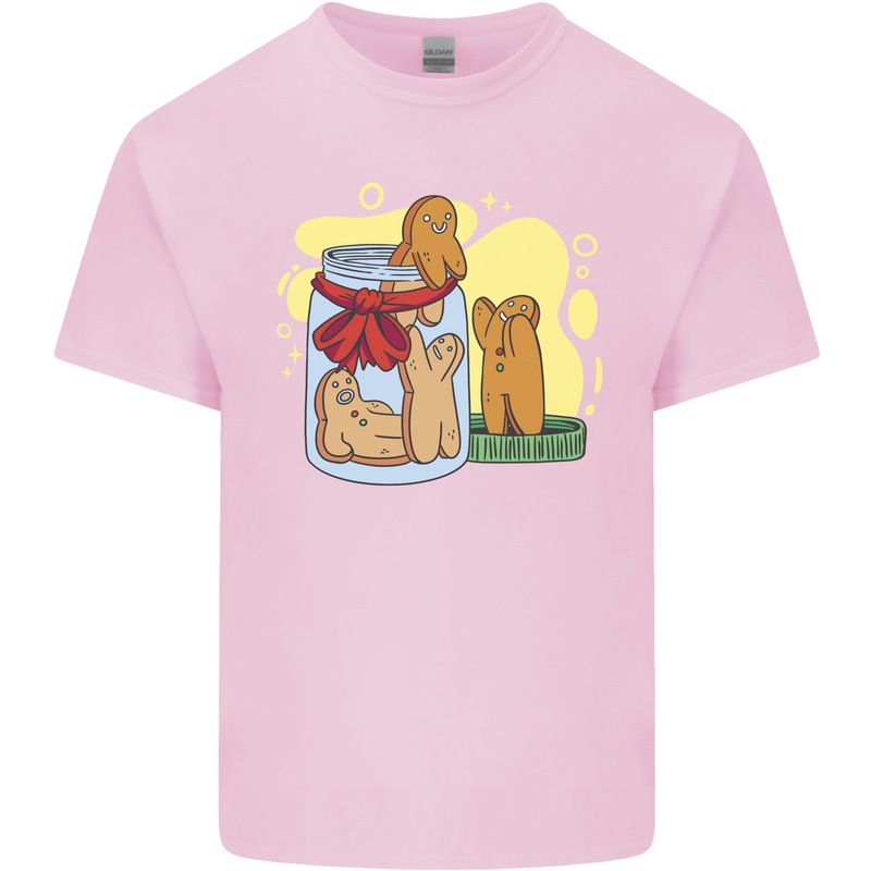 Gingerbread Man Escape Funny Food Mens Cotton T-Shirt Tee Top Light Pink