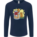 Gingerbread Man Escape Funny Food Mens Long Sleeve T-Shirt Navy Blue