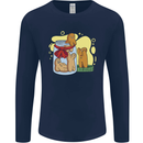 Gingerbread Man Escape Funny Food Mens Long Sleeve T-Shirt Navy Blue