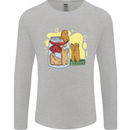 Gingerbread Man Escape Funny Food Mens Long Sleeve T-Shirt Sports Grey