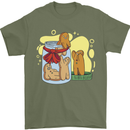 Gingerbread Man Escape Funny Food Mens T-Shirt Cotton Gildan Military Green