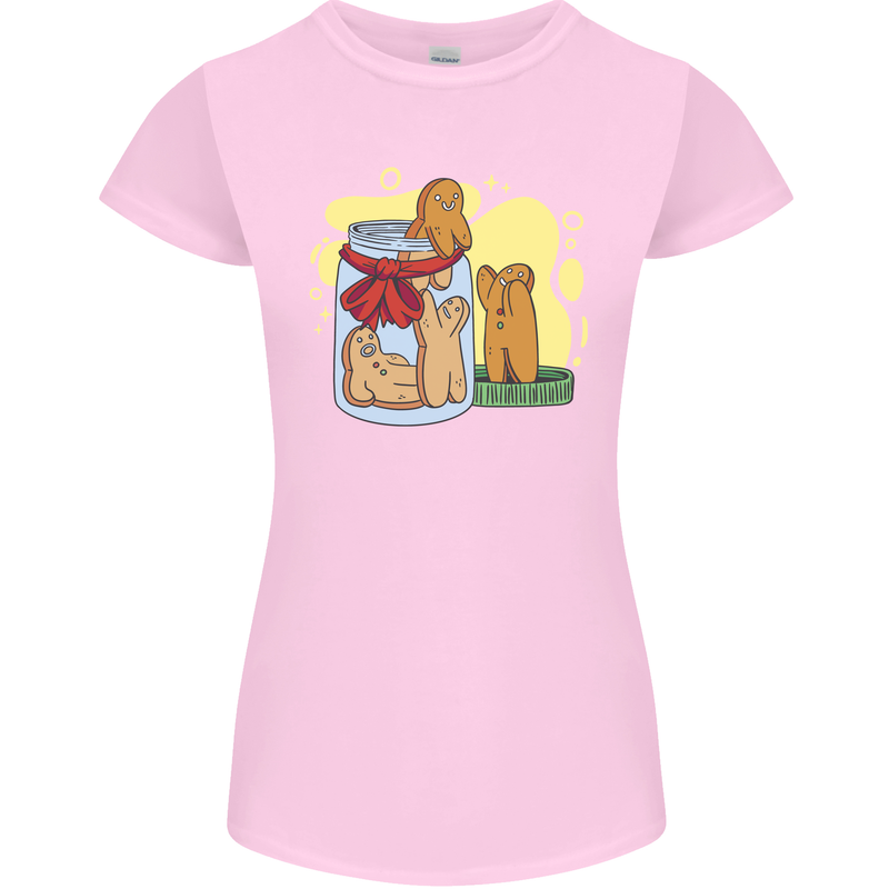 Gingerbread Man Escape Funny Food Womens Petite Cut T-Shirt Light Pink