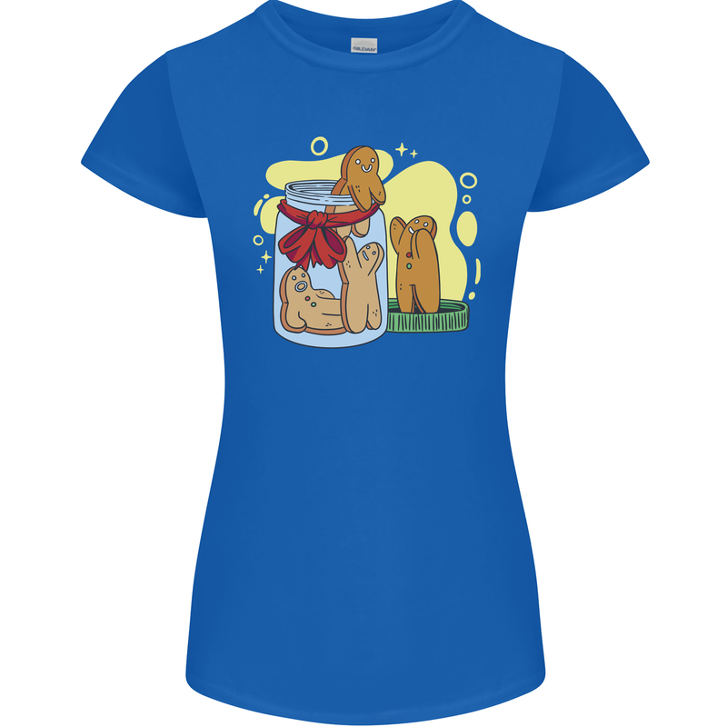 Gingerbread Man Escape Funny Food Womens Petite Cut T-Shirt Royal Blue