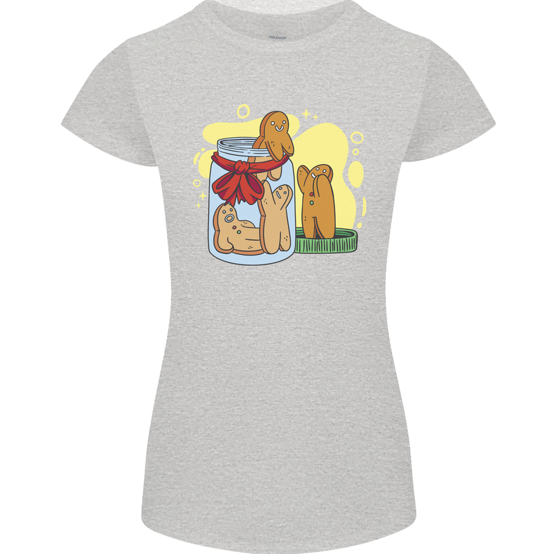 Gingerbread Man Escape Funny Food Womens Petite Cut T-Shirt Sports Grey