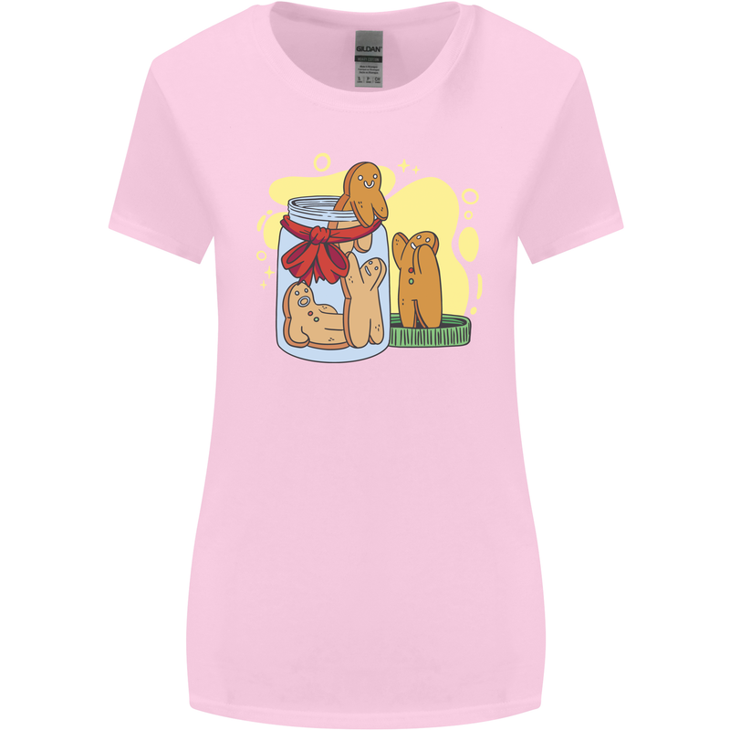 Gingerbread Man Escape Funny Food Womens Wider Cut T-Shirt Light Pink