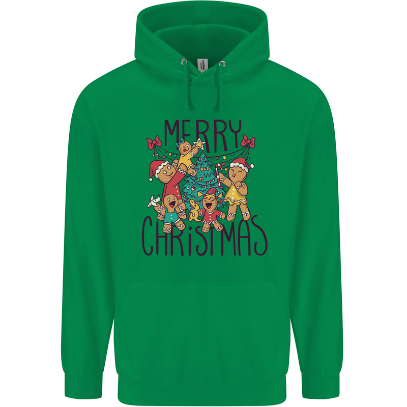 Gingerbread Man Merry Christmas Childrens Kids Hoodie Irish Green