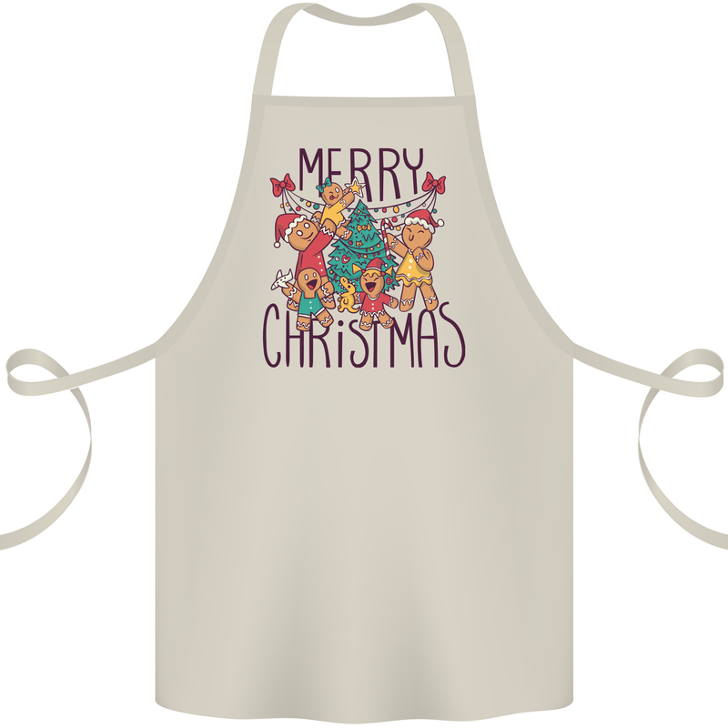 Gingerbread Man Merry Christmas Cotton Apron 100% Organic Natural
