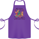 Gingerbread Man Merry Christmas Cotton Apron 100% Organic Purple