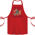 Gingerbread Man Merry Christmas Cotton Apron 100% Organic Red