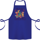 Gingerbread Man Merry Christmas Cotton Apron 100% Organic Royal Blue
