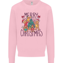 Gingerbread Man Merry Christmas Kids Sweatshirt Jumper Light Pink