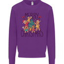 Gingerbread Man Merry Christmas Kids Sweatshirt Jumper Purple