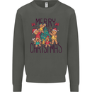 Gingerbread Man Merry Christmas Kids Sweatshirt Jumper Storm Grey