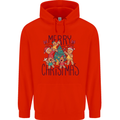 Gingerbread Man Merry Christmas Mens 80% Cotton Hoodie Bright Red