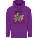 Gingerbread Man Merry Christmas Mens 80% Cotton Hoodie Purple