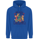 Gingerbread Man Merry Christmas Mens 80% Cotton Hoodie Royal Blue