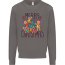 Gingerbread Man Merry Christmas Mens Sweatshirt Jumper Charcoal