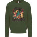 Gingerbread Man Merry Christmas Mens Sweatshirt Jumper Forest Green