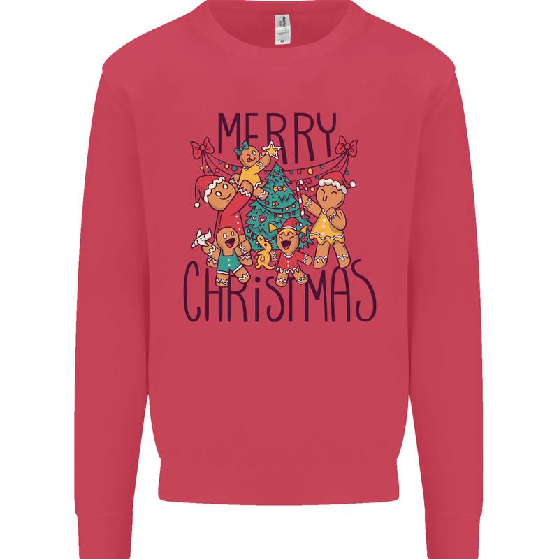 Gingerbread Man Merry Christmas Mens Sweatshirt Jumper Heliconia
