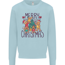 Gingerbread Man Merry Christmas Mens Sweatshirt Jumper Light Blue