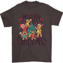 Gingerbread Man Merry Christmas Mens T-Shirt Cotton Gildan Dark Chocolate