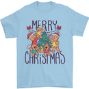 Gingerbread Man Merry Christmas Mens T-Shirt Cotton Gildan Light Blue