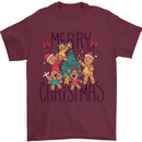 Gingerbread Man Merry Christmas Mens T-Shirt Cotton Gildan Maroon