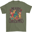 Gingerbread Man Merry Christmas Mens T-Shirt Cotton Gildan Military Green