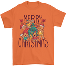 Gingerbread Man Merry Christmas Mens T-Shirt Cotton Gildan Orange