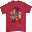 Gingerbread Man Merry Christmas Mens T-Shirt Cotton Gildan Red